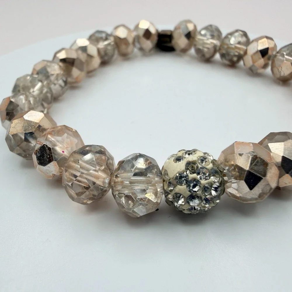 Vintage Y2K Erimish Silver Tone Stretch Beaded Bracelet Women's Classic Jewelry‎